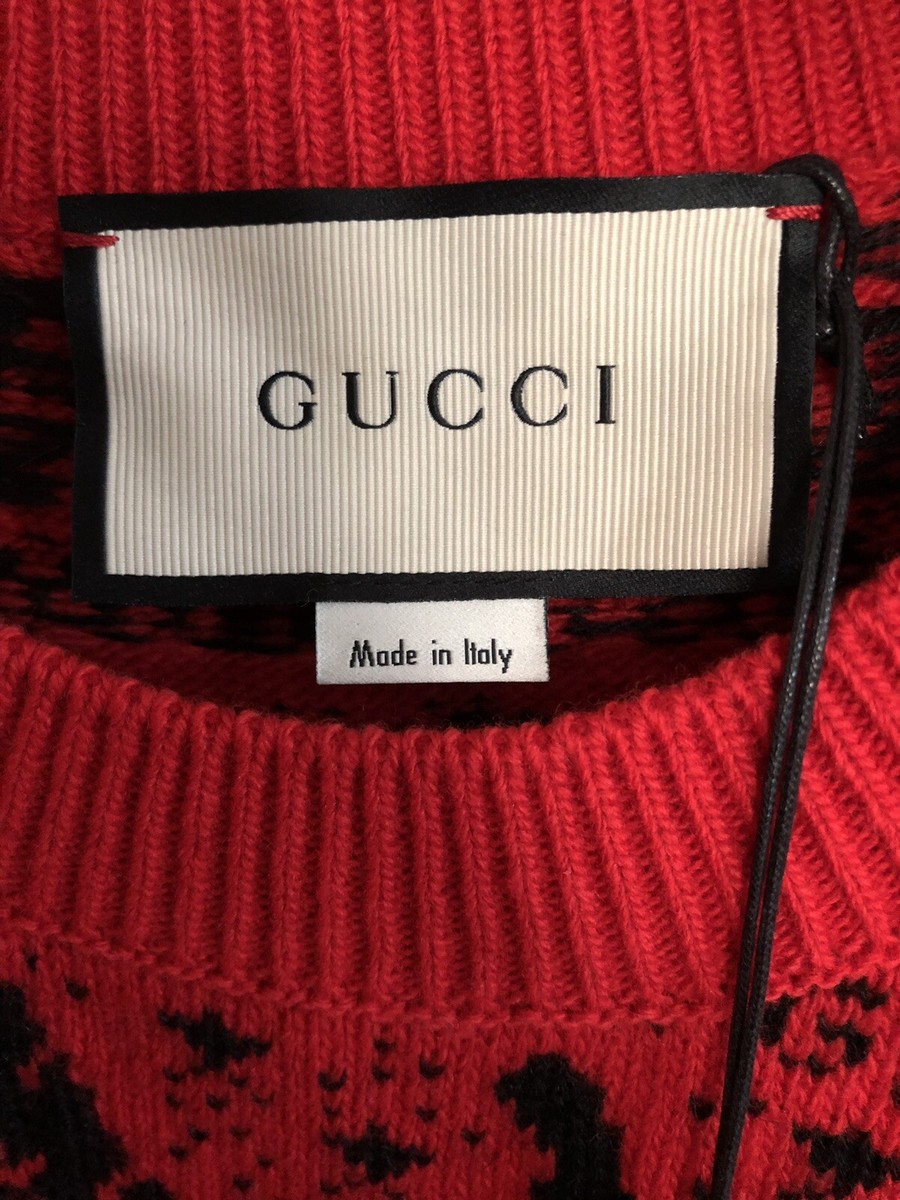 100% Authentic GUCCI GG Shark Red Wool Sweater Size: XL | eBay