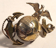 1930's M1936 USMC OFFICER'S STERLING SILVER HAT EGA U.S. MARINE CORPS