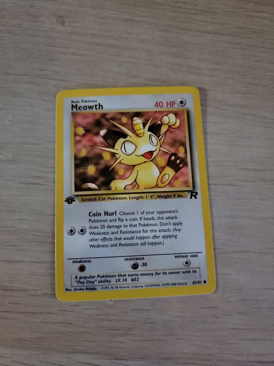 Pokémon Team Rocket 1st Edition Regular Finish Meowth 62/82 NM-MT