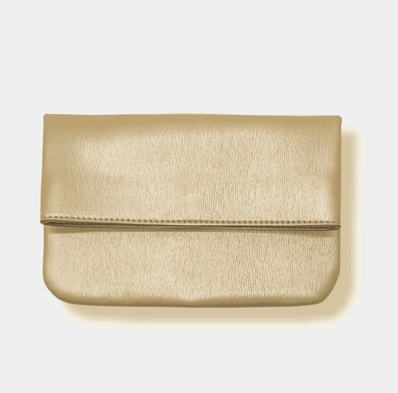$100 Neiman Marcus Women's Gold Magnetic Folding Clutch Bag
