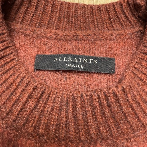All saints Women's Jaquard Kasuri Crew Maroon Floral Wool Blend Sweater - Picture 3 of 7