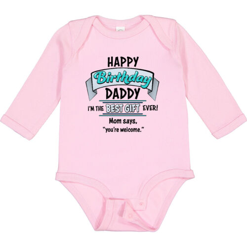 Inktastic Happy Birthday, Daddy- Best Gift Ever In Blue Long Sleeve Creeper Boy