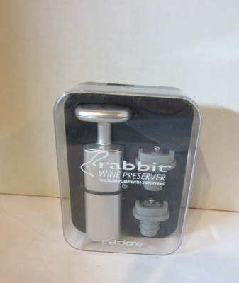 Rabbit Wine Preserver Kit from Metrokane- 2 Stoppers- Used (965D3)