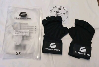 Fit Active Sports Weight Lifting Workout Gloves Wrist Wrap For Gym Training XS