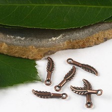 120pcs copper-tone feather charms H2237