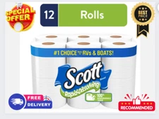 Scott Rapid-Dissolving Toilet Paper, 12 Toilet Paper Rolls, Bath Tissue RV&Boats