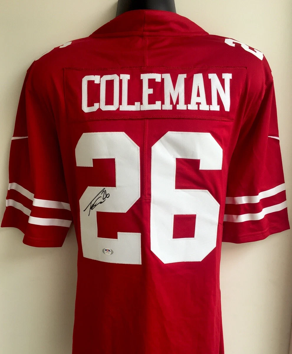 Tevin Coleman Signed Autographed SF 49ers Nike On Field Jersey PSA DNA COA Sz L
