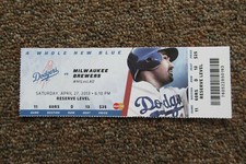 DODGERS VS BREWERS 4/27/2013 FULL TICKET ~ GOMEZ/MALDONADO/ETHIER HRs