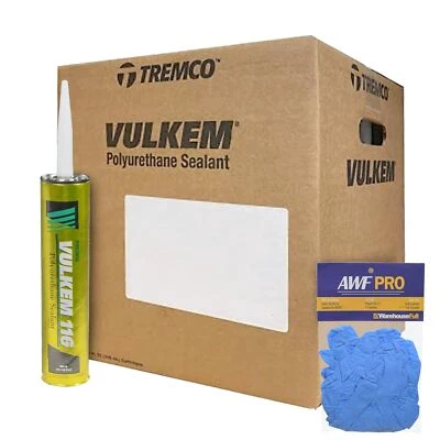 Tremco Vulkem 116, 10 oz, White, Case of 30 with AWF PRO Gloves