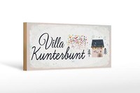 Holzschild Spruch Haus Villa Kunterbunt Bunt 27X10 Cm Deko Schild