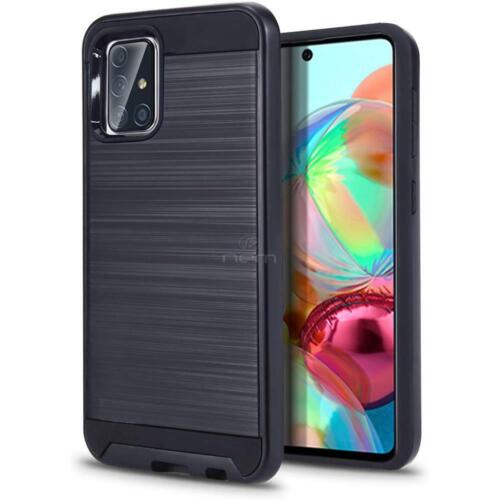 For Samsung Galaxy A71 5G Brushed Dual Layer Protect Hybrid Armor Case +SCREEN - Picture 1 of 17
