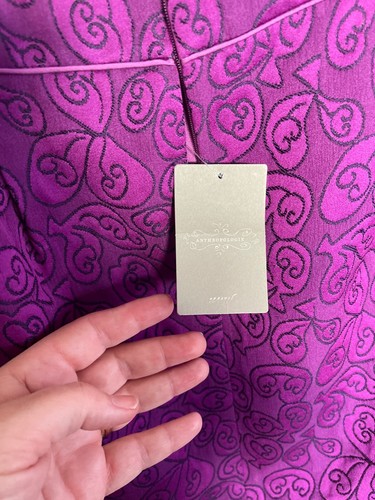 Anthropologie HD In Paris Brocade A-Line Skirt Purple Floral Embroidered Size 10 - Picture 3 of 10
