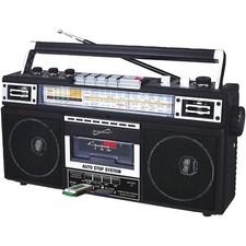 SUPERSONIC  Retro 4-Band Radio and Cassette Player with Bluetooth Black 