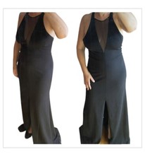 Vera Wang Sz 10 Black Holiday Party Evening Long Stretch Dress Elegant Gown Prom