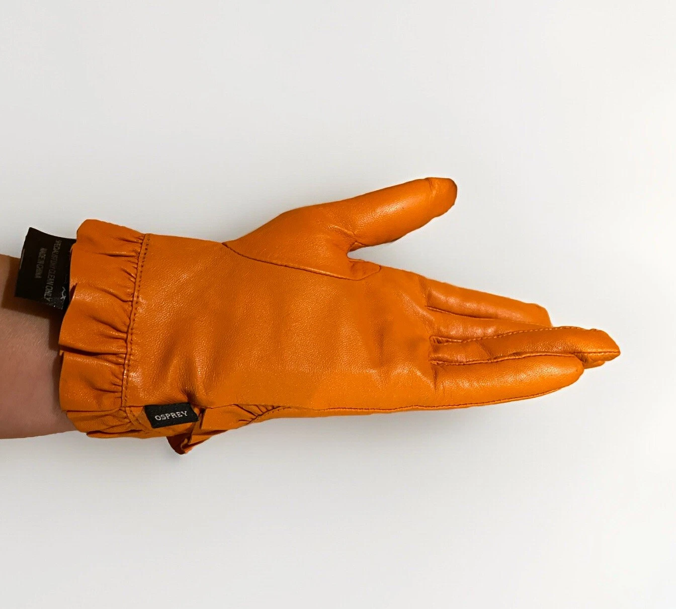 Osprey Female Soft Natural Leather Orange Yellow Gloves With Frill Size Small
