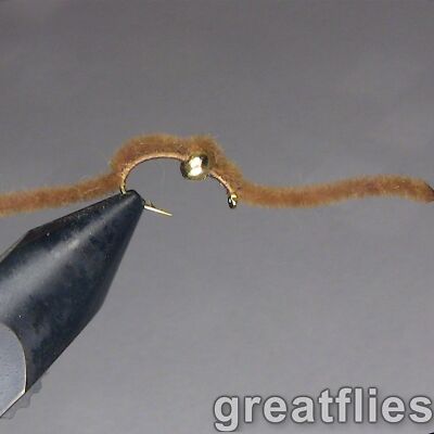 1 dozen (12) - San Juan Worm - BROWN - Bead Head