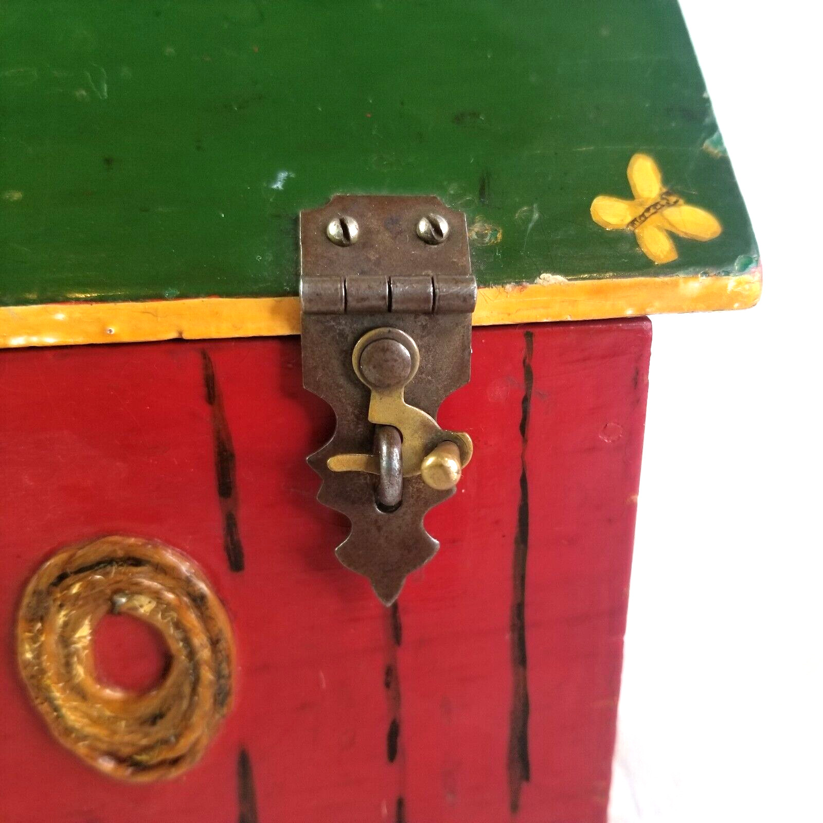 Vintage Primitive Wooden Barn Decoupage Keepsake Box Farmhouse