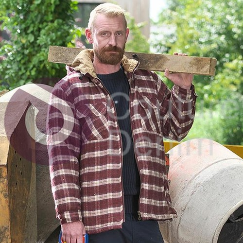 Hooded Padded Check Shirt Fleece Sherpa 