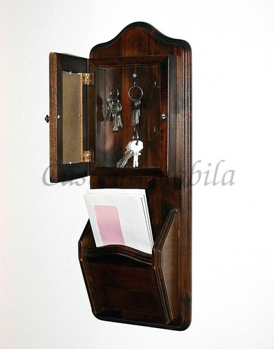 Massivholz Schlüßel-kasten braun mit Briefablage kolonial nußbaum Hänge-schrank - Bild 2 von 10