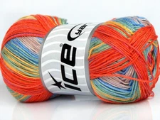 4-Skein Lot Biscuit Yarn Fine Micro Acrylic 4x100g/350m Rainbow