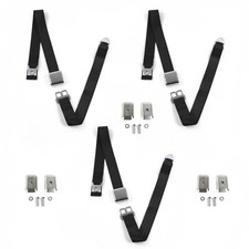 Ford Falcon 1964 - 1965 Airplane 2pt Black Lap Bench Seat Belt Kit W Bracketry Ford Falcon 1964 - 1965 Airplane 2pt Black Lap Bench Seat Belt Kit W Bracketry