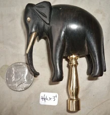Lamp Finial VINTAGE Carved Ebony Wood Elephant 4 1/4"h x 3"w