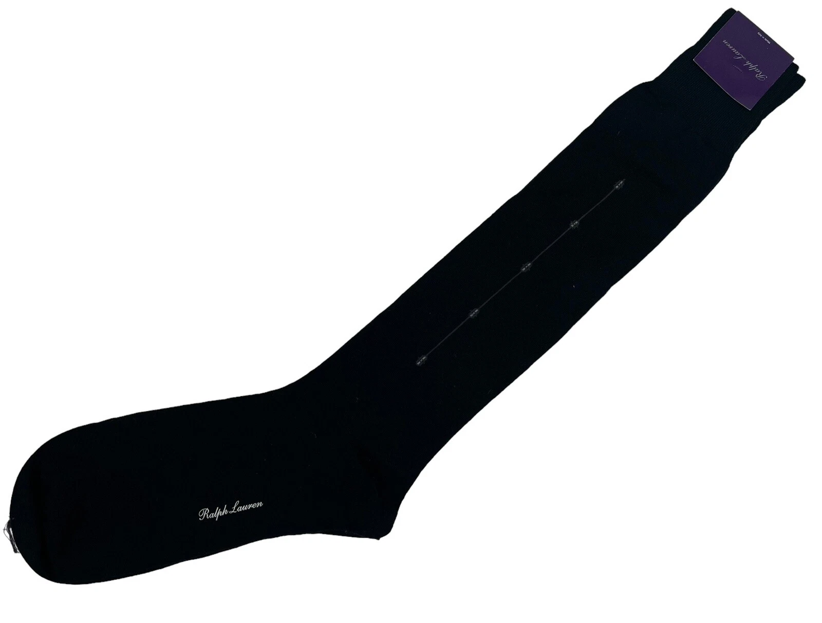 Ralph Lauren Purple Label Dress Black Wool Socks White Line Made in Italy