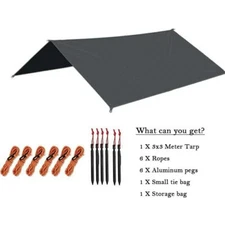 Camping Tent Tarp Shelter Waterproof Hammock Cover Lightweight Rain Fly 10x10 ft
