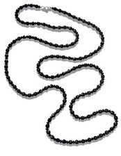 BLACK SPINEL Extra Long 54 in Faceted Rondele and Disc Beaded Necklace