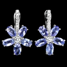 925 Sterling Silver Earrings Oval Tanzanite 5x3mm Gemstone Jewelry