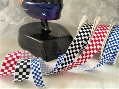 Formel 1 F1 Karierte Flagge Motorsport Ripsband 15 mm & 25 mm - 3 Farben