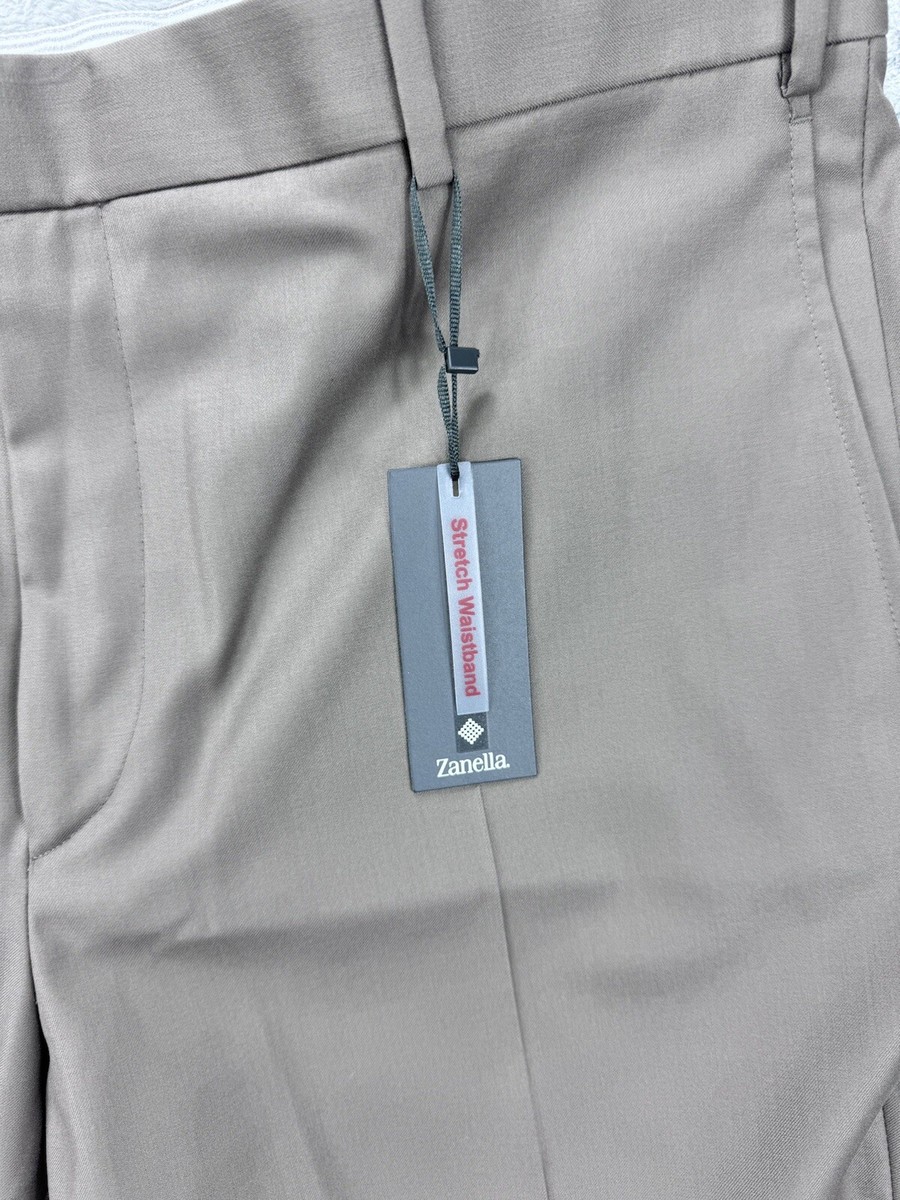 Zanella Dress Pants Men 42 Taupe Todd Relaxed Flat Front