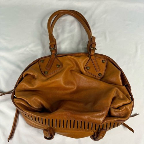 Joelle Hawkens camelbraun Leder Medium Satchel Handtasche Reißverschluss Boho - Bild 12 von 12