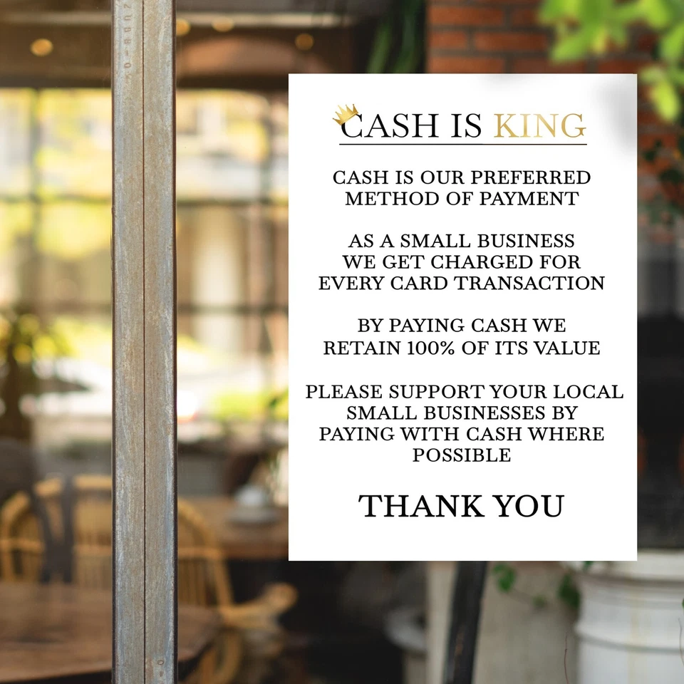 LIQUID_GRAPHICS Cash Payment Sign For Shop - Payment Cash Only Poster Sign A5-A1