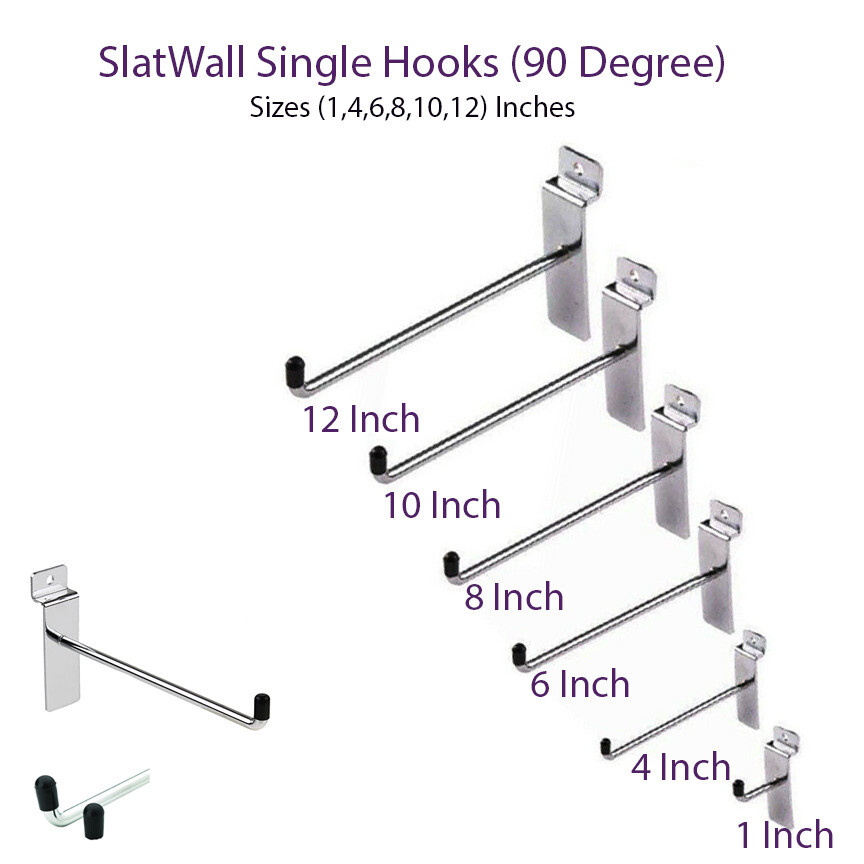 100x SLATWALL HOOKS ACCESSORY SINGLE PRONG SHOP DISPLAY 1