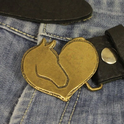 Gürtelschnalle Pferdekopf Buckle Wechselschließe Gürtelschließe altmessing - Bild 1 von 4