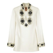Tory Burch Embellished Beaded Tunic Long Top XS Summer Resort Vacation