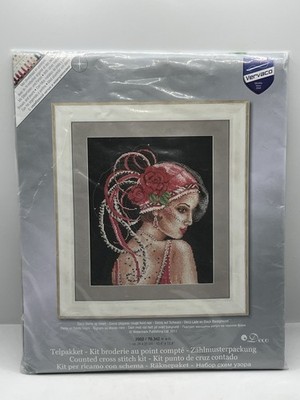 Vervaco Deco Lady On Black Background Counted Cross Stitch Kit Verachtert NEW