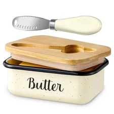 Best LANDNEOO Butter Dish with Lid and Curler Knife Unbreakable Metal Keeper