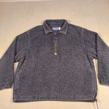 Vtg USA Pendleton 1/4 Zip Pullover Sweater Mens L Gray Lodge Style Sherpa Fleece