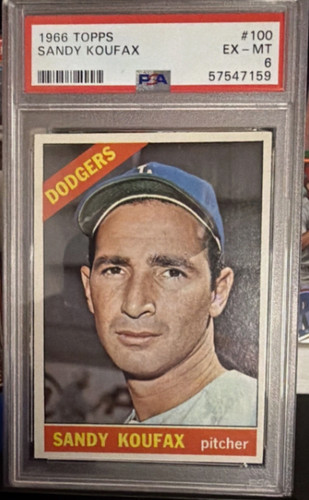 1966 TOPPS #100 SANDY KOUFAX DODGERS HOF PSA 6 VINTAGE EX-MT