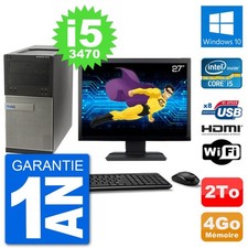 PC Dell 3010 MT Ecran 27" i5-3470 RAM 4Go Disque Dur 2To HDMI Windows 10 Wifi