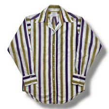 Vintage 50s Penney  s Towncraft Striped Rayon Button Down Shirt Sanforized Large