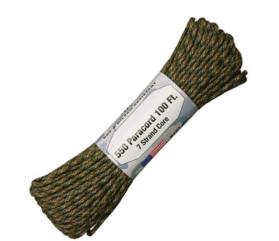 ATWOOD ROPE MFG 550 PARACORD 100ft MADE IN THE USA DIGITAL WOODLAND