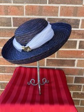 VTG Straw Kentucky Derby Hat Purple Tulle Clip On Earrings Sunday Church Special