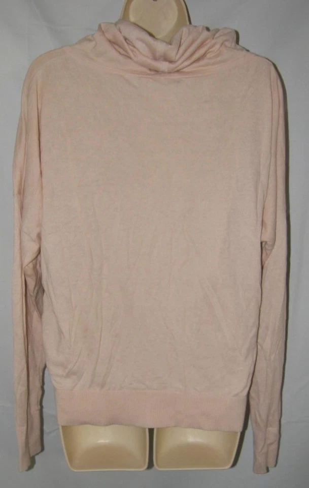 Pink Sz Medium Stretchy Funnel Neck Lightweight Cashmere Blend Sweater Pockets - Image 3 of 4