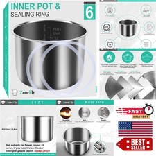 Durable 6 Qt Nonstick Inner Pot & Silicone Sealing Rings for Instant Pot Cooking