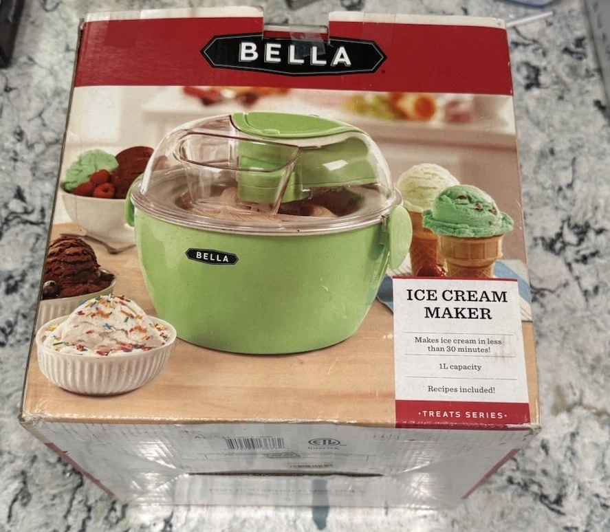 BELLA 1L Ice Cream Maker 1-Liter Mint Green New