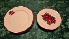 Better Homes & Garden Christmas Poinsettia Dinner & Dessert 4 sets (8pc).