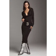 nwt ANTHROPOLOGIE BARDOT sz XL Lorel midi dress in black